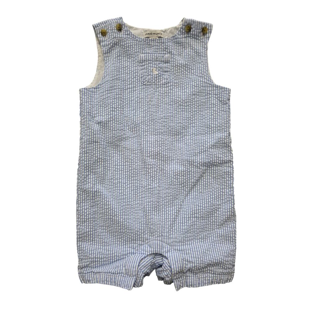 Janie & Jack Searsucker Blue White Stripe Bunny Outfit Size 18-24 Months